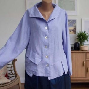 Vintage Asymmetry Lilac Linen Boho Jacket Size M 