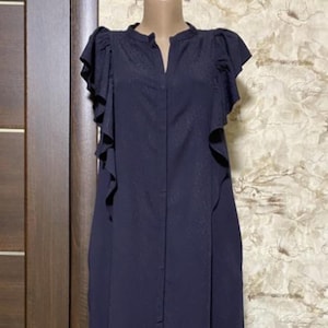 H&M Navy Sleeveless Ruffle Maxi Dress Size 38
