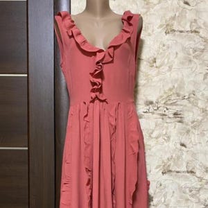 Abito lungo con volant boho svolazzante rosa H&M, taglia EUR 40, Regno Unito 12