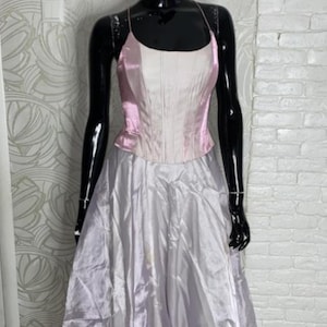 Vintage Pink Corset Bodice Layered Prom Dress Size 9/10