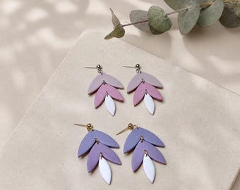 Cascade Leaf Earrings – Handmade Polymer Clay Jewelry, Pastel Botanical Gift