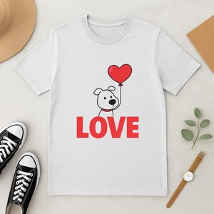 かわいい犬好きTシャツ、ユニセックスヘビーコットンシャツ、ペット愛好家へのギフト、バレンタインデーアパレル、動物好きTシャツ、友人へのギフト