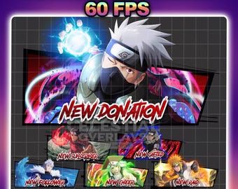 Animated Anime Stream Overlay: Manga Alerts, Dark Theme (Digital Download)