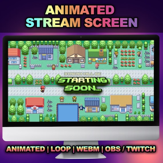 Pokemon Animated Twitch Stream Screens, Classic Pixel Art (Digital Download)