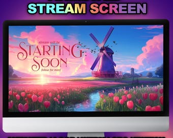 Animated Windmill Stream Screens: Starting Soon, BRB, Offline (Digital Download)