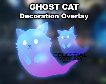 Animated Chibi Ghost Cat Stream Overlay: Spooky Halloween Decor (WEBM Digital Download