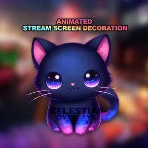 Animated Stream Decoration Overlay neon Cat  StreamLabs Animated Stream Decoration cat overlay cats meme Twitch  Cozy Twitch Overlay