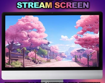 Anime Sakura Town Stream Screens Pack  Animated Starting Soon, BRB, Offline & Ending