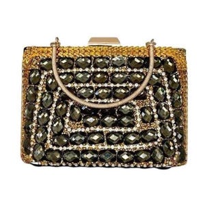 Bolso de noche verde brillante, bolso con detalles de piedras de cristal para bodas y ocasiones especiales, bolso de fiesta, regalo para ella