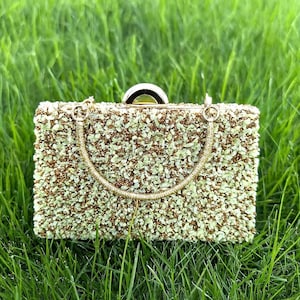 Ecru Gold Evening Clutch: Sparkly Stone Bridal Bag