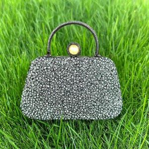 Silver Crystal Evening Clutch Bag: Luxury Rhinestone Bridal Purse