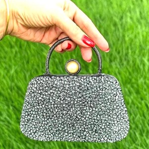 Silver Crystal Evening Clutch Bag, Luxury Rhinestone Bridal Purse
