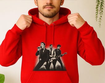 Sudadera con capucha de trío de banda de rock / Silueta de concierto vintage, sudadera con capucha de camiseta musical