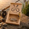 Personalized Laser Engraved Fishing Lure with Wooden Box, Custom Name Gift for Dad Husband Grandpa, Birthday Father's Day Keepsake