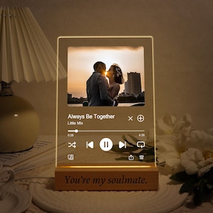 Acrylic Music Plaque, Song Plaque Gift, Photo night light, Custom song plaque, Spotify plaque