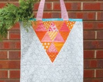 Teddy Tote Bag Sewing Pattern by Sassafras Lane, reusable shopping bag sewing pattern, modern bag sewing pattern, grocery bag, green
