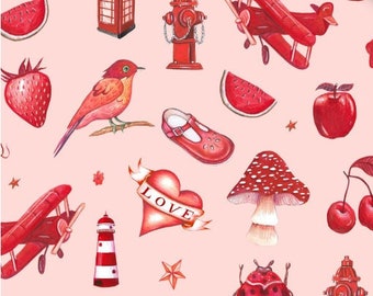 Jennie Maizel's Colour Collection by Lewis and Irene Fabrics - Red Colorway - By the Yard - 100% Cotton - Perfect for Fussy Cutting