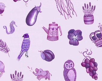 Jennie Maizel&#39;s Colour Collection by Lewis and Irene Fabrics - Purple Colorway - By the Yard - 100% Cotton - Perfect for Fussy Cutting