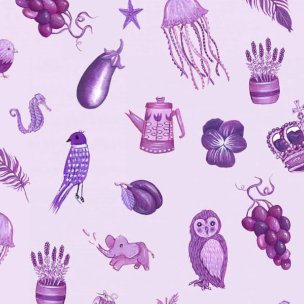 Jennie Maizel's Colour Collection by Lewis and Irene Fabrics - Purple Colorway - By the Yard - 100% Cotton - Perfect for Fussy Cutting