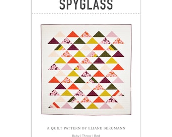Spyglass Quilt Pattern by Patchwork and Poodles, half square triangles, fat quarter friendly, baby quilt pattern, throw, bed quilt pattern