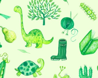 Jennie Maizel's Colour Collection by Lewis and Irene Fabrics - Green Colorway - By the Yard - 100% Cotton - Perfect for Fussy Cutting