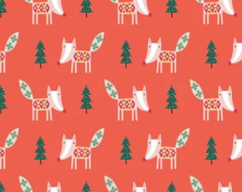 Winter Folk by Dashwood Studio - WINT2141 - By the Yard - 100% Cotton - Christmas fabric, Scandinavian, fox, woodland animal, winter, forest