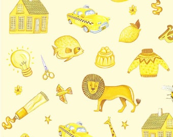 Jennie Maizel's Colour Collection by Lewis and Irene Fabrics - Yellow Colorway - By the Yard - 100% Cotton - Perfect for Fussy Cutting