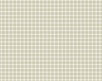 Adventure is Calling by Riley Blake - Plaid in Khaki - By the Yard - 100% Cotton - camping fabric, pennants, vintage camping, camper