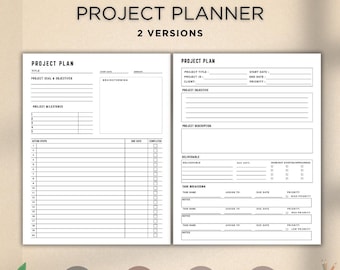 Ifyllbar projektplanerare, utskrivbar: Uppgiftslista, A4 A5 brev (PDF-nedladdning)