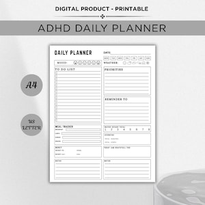 ADHD Daily Planner: Neurodivergent Mind, Fillable PDF (A4/Letter Sizes)