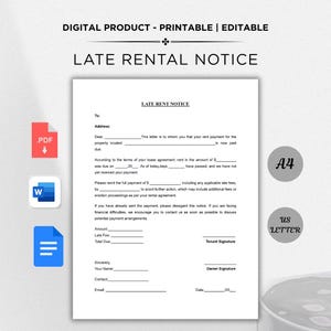 Late Rent Notice Template: Editable Landlord Form (PDF, Word, Google Docs)