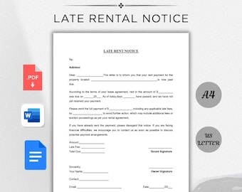 Late Rent Notice Template: Editable Landlord Form (PDF, Word, Google Docs)