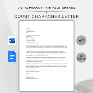 court character letter,character reference letter for court template,character reference template for court,character letter for judge