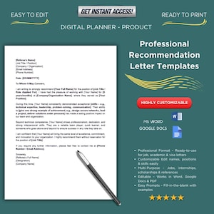 Professionelle Empfehlung Brief Vorlage: Bearbeitbar Google Docs, MS Word & PDF