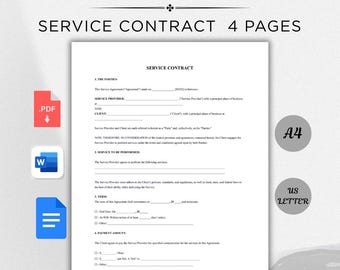 Modèle de contrat de service : contrat modifiable pour les indépendants (téléchargement instantané)