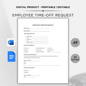 Employee Time-off Request Template. Vacation Request Form. PTO Request Template.