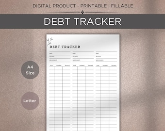 Debt Tracker Printable: Payoff Log, Budget Planner (A4/Letter PDF)