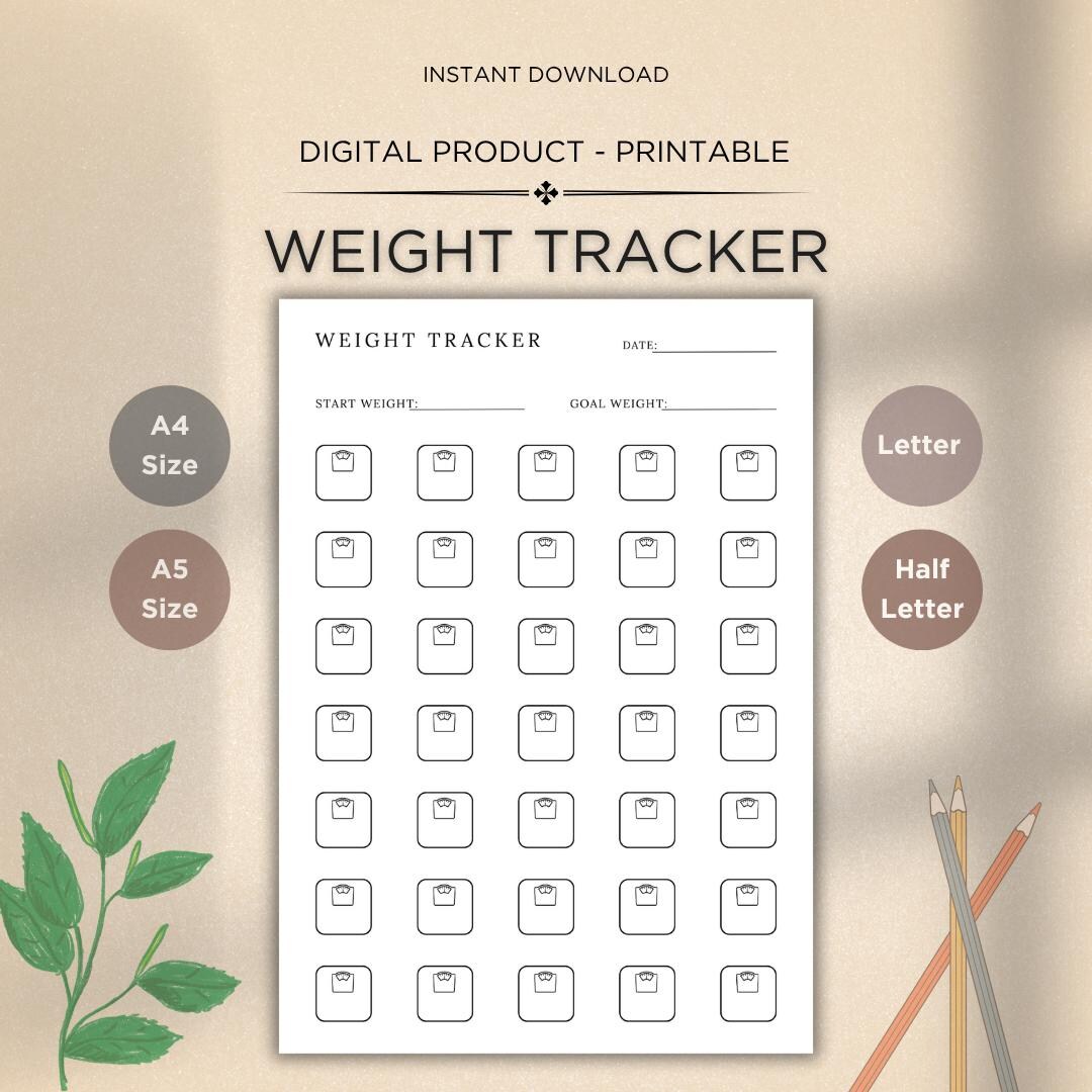 Printable Weight Loss Tracker: Minimalist Design (a4/a5/letter/half Letter PDF) - Etsy Canada