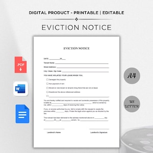 Editable Eviction Notice. Notice to Vacate Template. Lease termination form. Landlord Rental Contract. Landlord Notice To Vacate To Tenant.