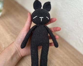 Minimalist Black Crochet Bunny – Handmade Amigurumi Toy