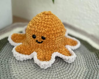 Reversible Plush Octopus – Handmade Mood Toy (Happy/Sad)