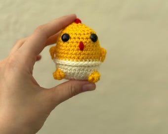 Handmade Crochet Chick Plush Toy: Yellow Amigurumi Easter Decor