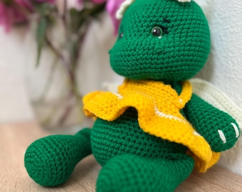 Handmade Crochet Dragon Girl Plush: Hypoallergenic Amigurumi Toy