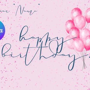 Cartão de Feliz Aniversário - Modelo (Canva Editável)