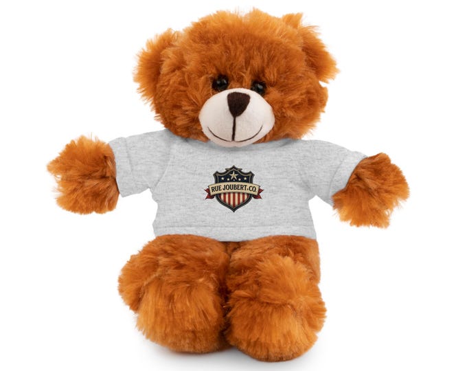 Personalized Logo Teddy Bear Plush | Custom Cotton Tee, 8" Soft Stuffed Animal