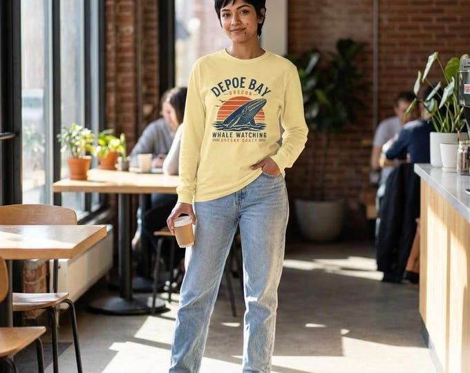 Depoe Bay Whale Watching graphic Long Sleeve Tee | Oregon Coast