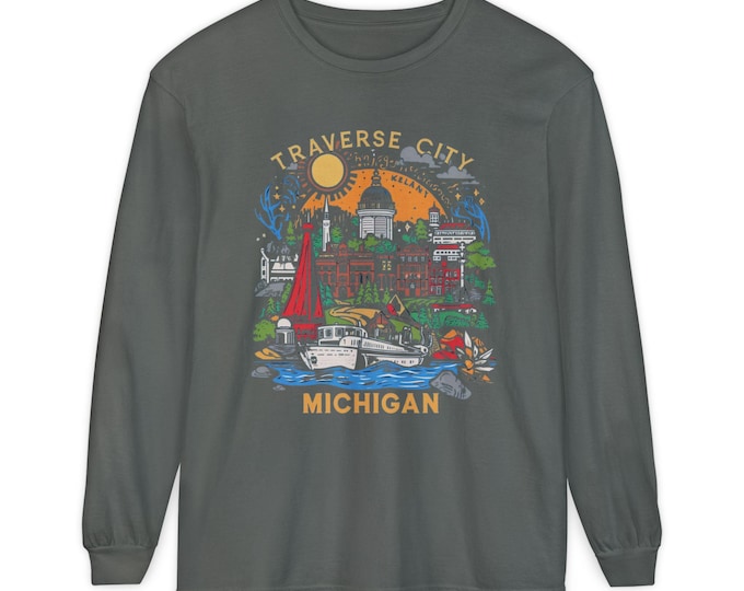 Traverse City Michigan Illustration Long Sleeve T-Shirt