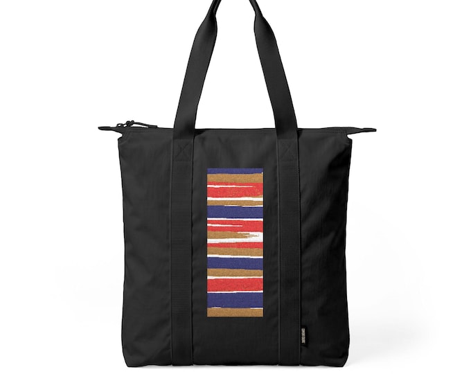 Striped Nomad Pattern Tote Bag | Colorblock Vertical Stripe Carry-All