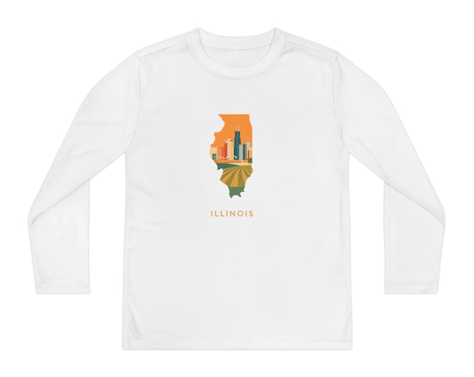 Illinois skyline state silhouette Long Sleeve | Chicago cityscape kids top
