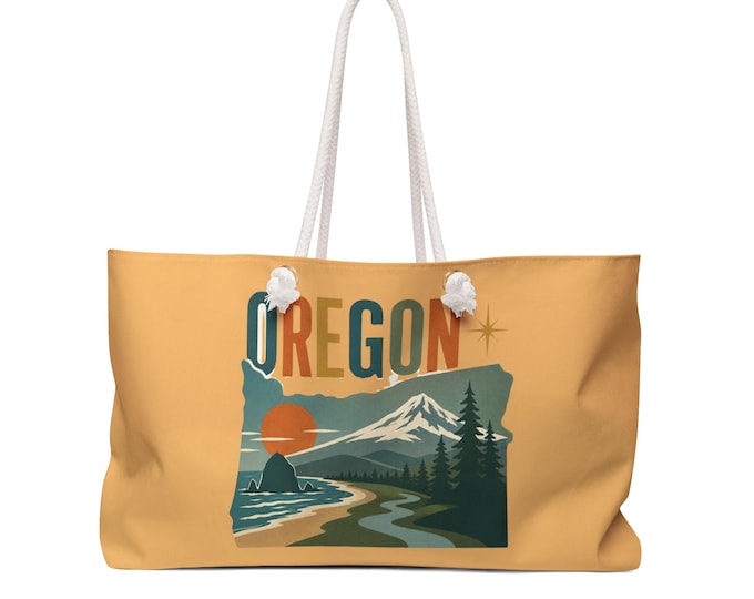Oregon Coast Roadtrip Weekender Bag | Highway 101 Sunset Scenic Tote